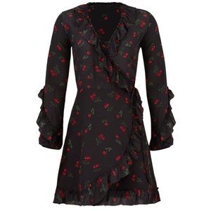 NWT The Kooples - Cherry Love Silk Wrap Dress